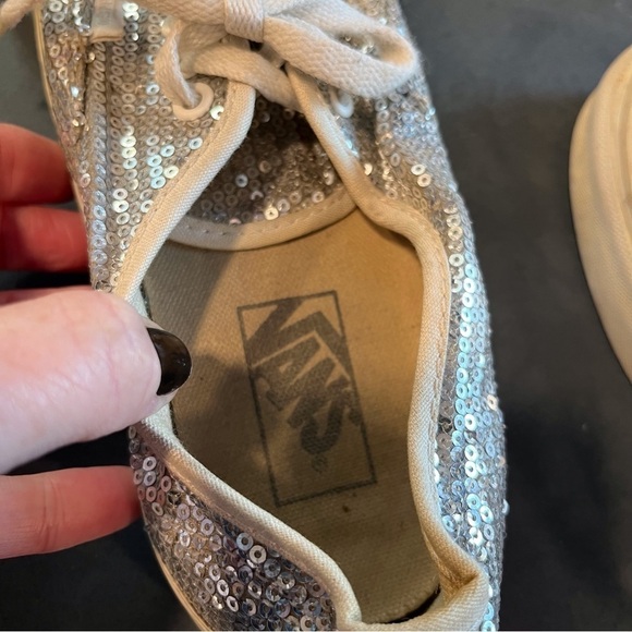 Vans sz 9 silver sequin sneakers lace-up sparkly - Picture 16 of 16